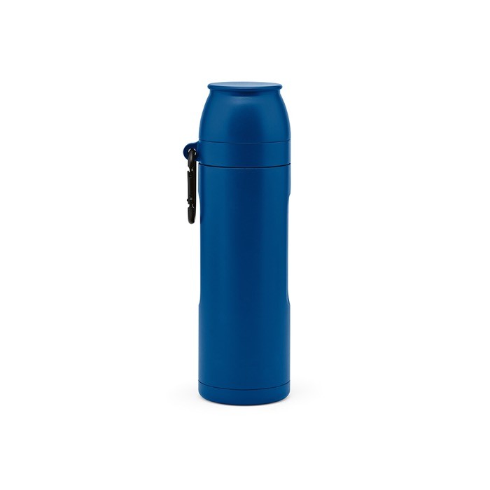 Termo de acero inoxidable reciclado con taza en la tapa 750ml color azul marino