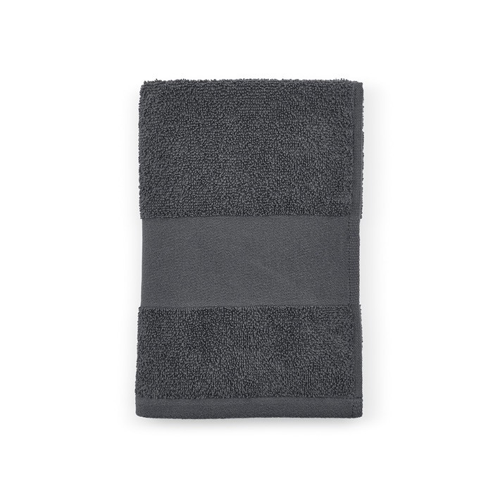 Toalla para el baño 50x100cm en algodón reciclado 370 g/m2 color gris oscuro segunda vista Toalla para el baño 50x100cm en algodón reciclado 370 g/m2 color gris oscuro segunda vista