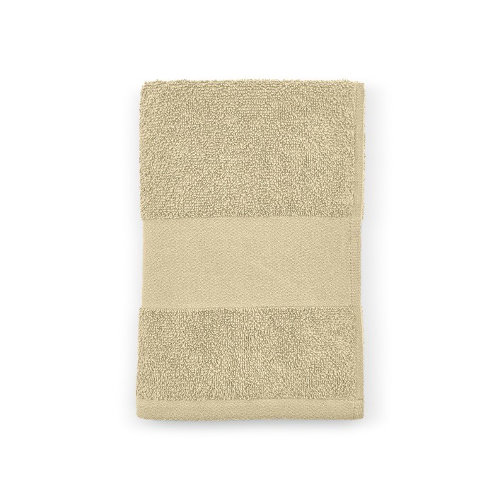 Toalla para el baño 30x50cm en algodón reciclado 370 g/m2 color beige segunda vista Toalla para el baño 30x50cm en algodón reciclado 370 g/m2 color beige segunda vista