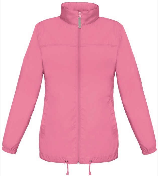 Cortaviento de nylon ajustable para mujer repelente al agua B&C color rosa claro
