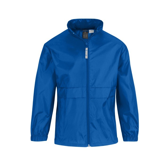 Cortaviento infantil de nylon ajustable repelente al agua B&C color azul real Cortaviento infantil de nylon ajustable repelente al agua B&C color azul real