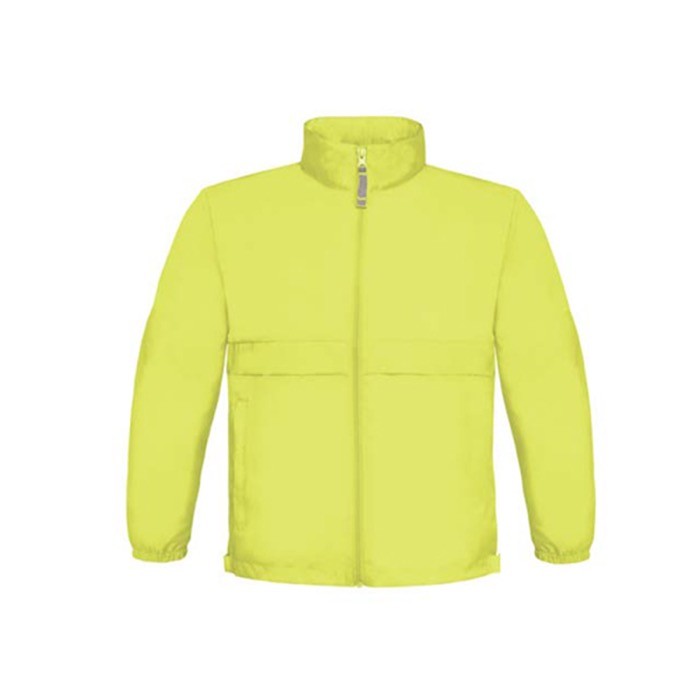 Cortaviento infantil de nylon ajustable repelente al agua B&C color amarillo fluorescente Cortaviento infantil de nylon ajustable repelente al agua B&C color amarillo fluorescente