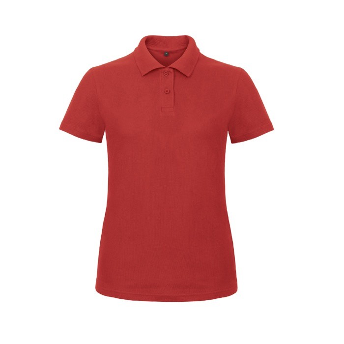 Polo en algodón de piqué para mujer de maga corta 180 g/m2 B&C color rojo Polo en algodón de piqué para mujer de maga corta 180 g/m2 B&C color rojo
