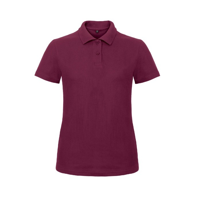 Polo en algodón de piqué para mujer de maga corta 180 g/m2 B&C color burdeos Polo en algodón de piqué para mujer de maga corta 180 g/m2 B&C color burdeos