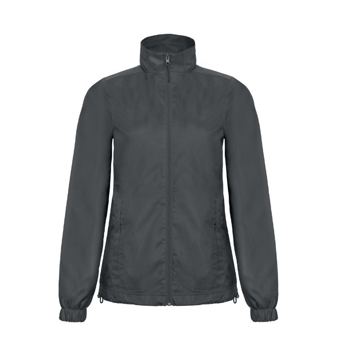 Chaqueta de poliéster para mujer impermeable y cortaviento B&C color gris oscuro Chaqueta de poliéster para mujer impermeable y cortaviento B&C color gris oscuro