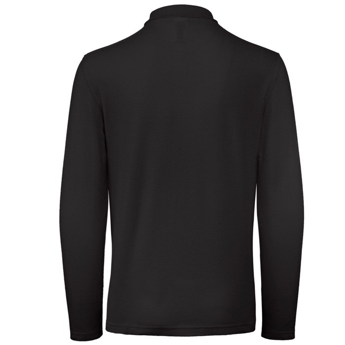 Polo de algodón de manga larga para hombre 180 g/m2 B&C color negro