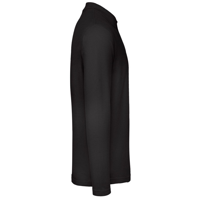 Polo de algodón de manga larga para hombre 180 g/m2 B&C color negro