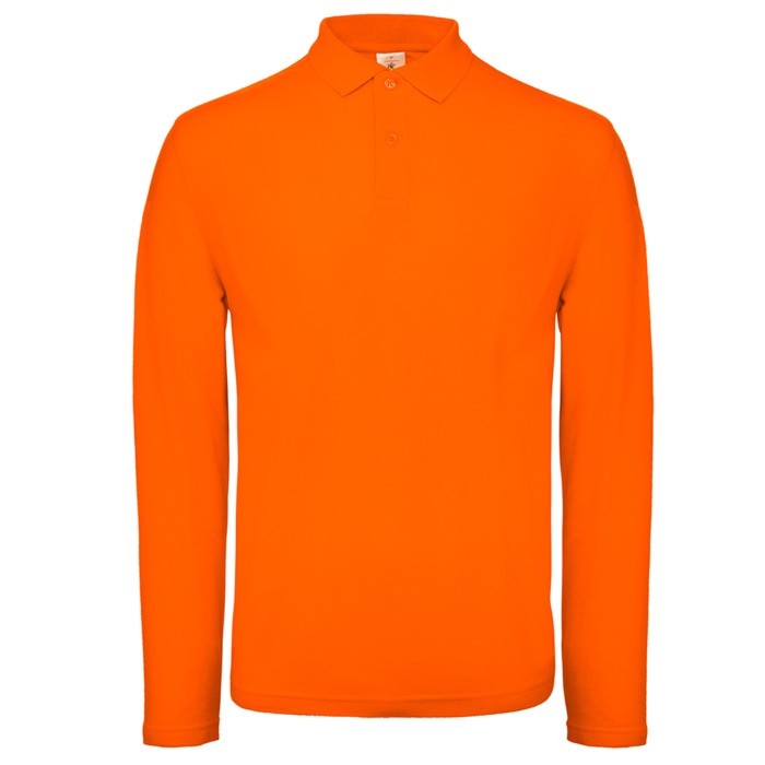 Polo de algodón de manga larga para hombre 180 g/m2 B&C color naranja