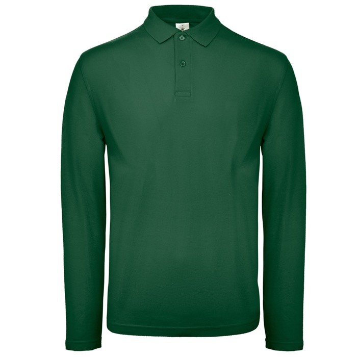 Polo de algodón de manga larga para hombre 180 g/m2 B&C color verde oscuro
