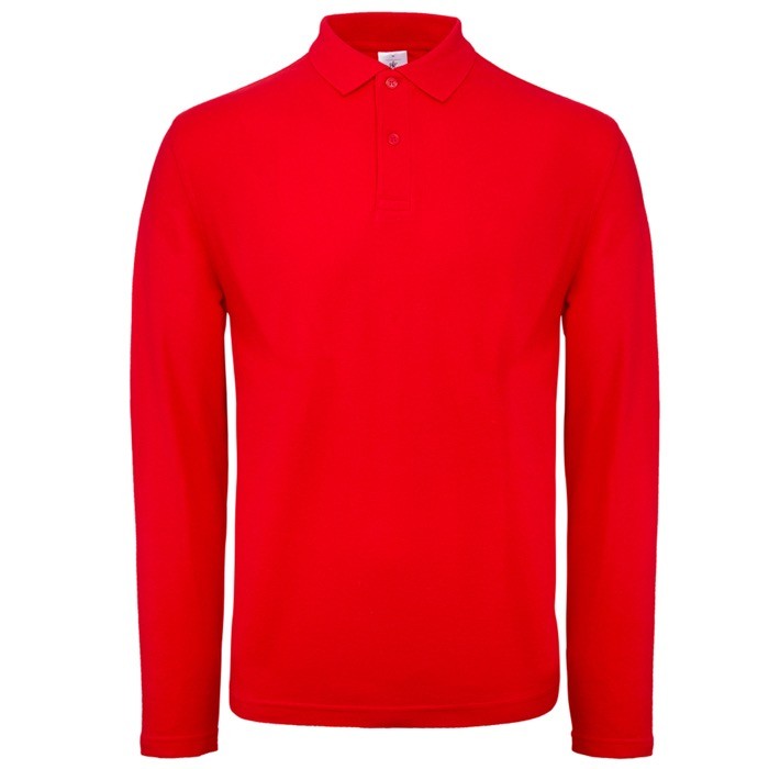 Polo de algodón de manga larga para hombre 180 g/m2 B&C color rojo