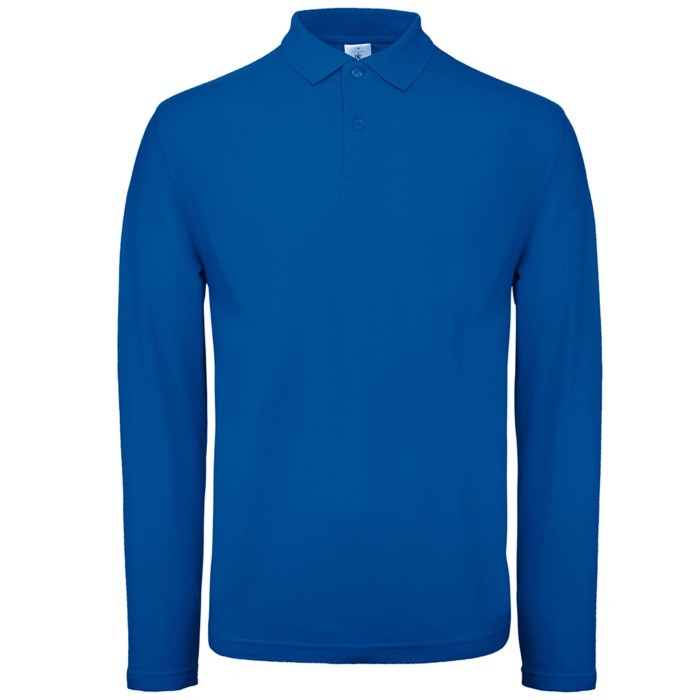 Polo de algodón de manga larga para hombre 180 g/m2 B&C color azul real