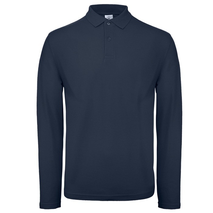 Polo de algodón de manga larga para hombre 180 g/m2 B&C color azul marino