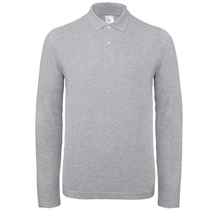 Polo de algodón de manga larga para hombre 180 g/m2 B&C color gris claro