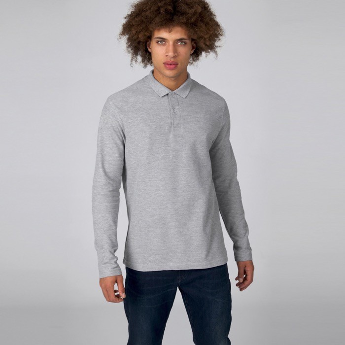 Polo de algodón de manga larga para hombre 180 g/m2 B&C vista de ambiente