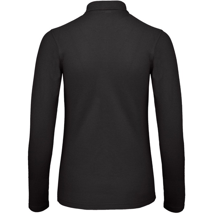 Polo básico de algodón de manga larga para mujer 180 g/m2 B&C color negro