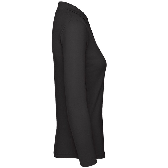 Polo básico de algodón de manga larga para mujer 180 g/m2 B&C color negro
