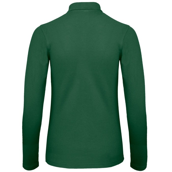Polo básico de algodón de manga larga para mujer 180 g/m2 B&C color verde oscuro