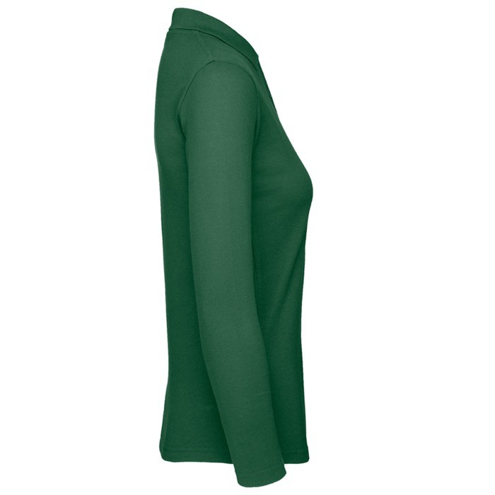 Polo básico de algodón de manga larga para mujer 180 g/m2 B&C color verde oscuro