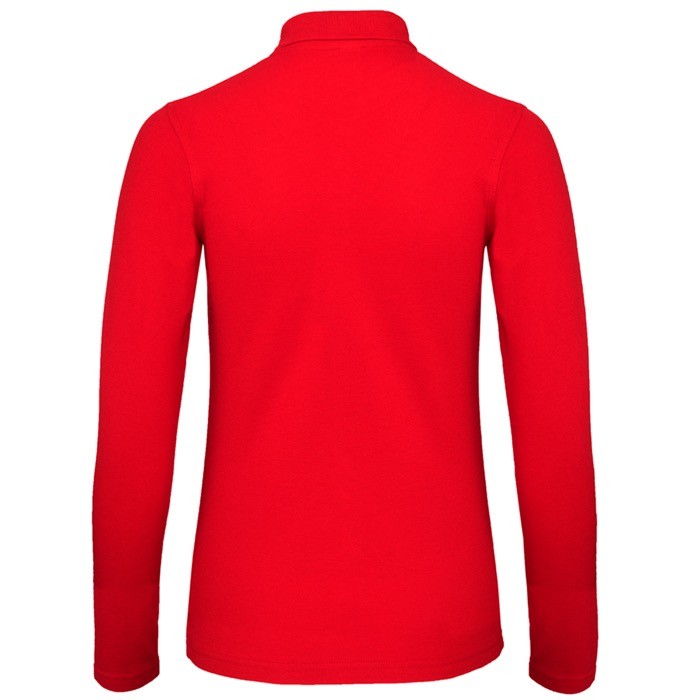 Polo básico de algodón de manga larga para mujer 180 g/m2 B&C color rojo