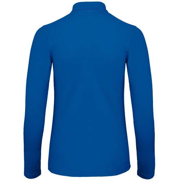 Polo básico de algodón de manga larga para mujer 180 g/m2 B&C color azul real