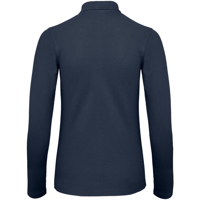 Polo básico de algodón de manga larga para mujer 180 g/m2 B&C color azul marino