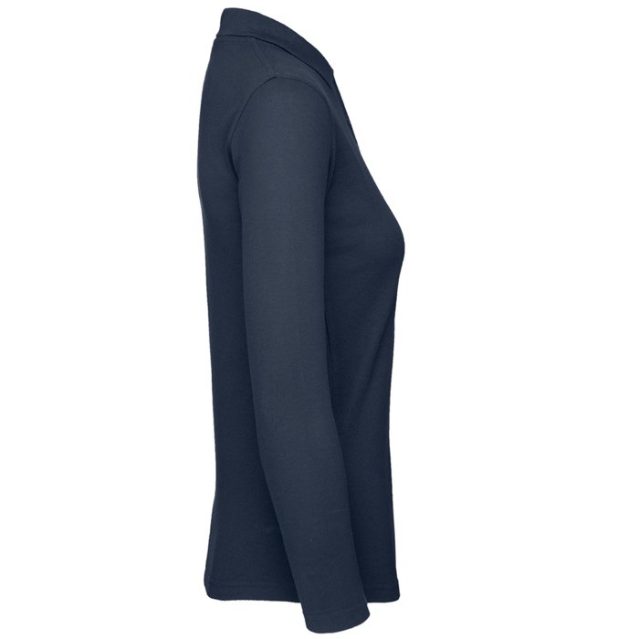 Polo básico de algodón de manga larga para mujer 180 g/m2 B&C color azul marino