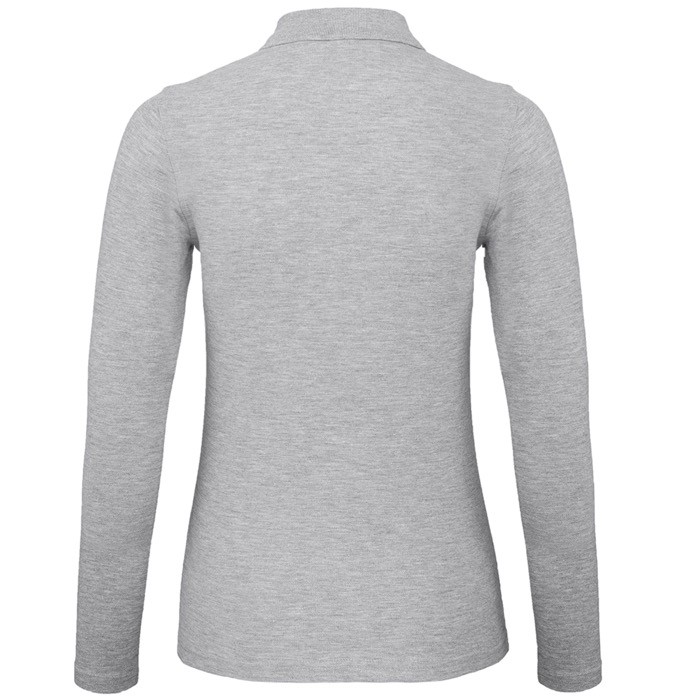 Polo básico de algodón de manga larga para mujer 180 g/m2 B&C color gris claro