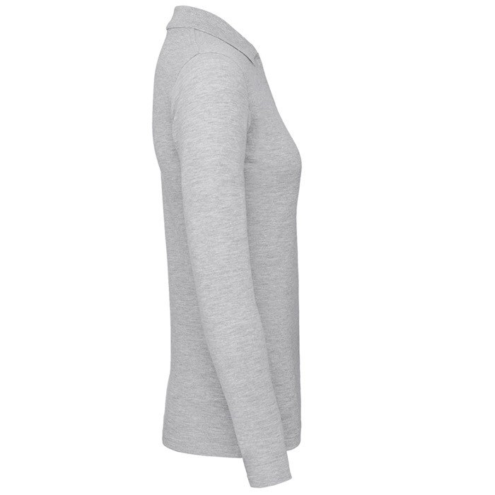 Polo básico de algodón de manga larga para mujer 180 g/m2 B&C color gris claro