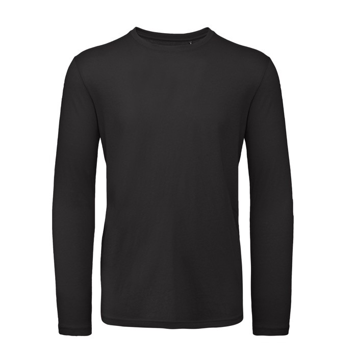 Camiseta de hombre de manga larga de algodón orgánico B&C color negro vista 11