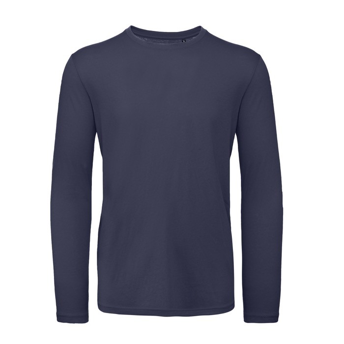 Camiseta de hombre de manga larga de algodón orgánico B&C color azul marino