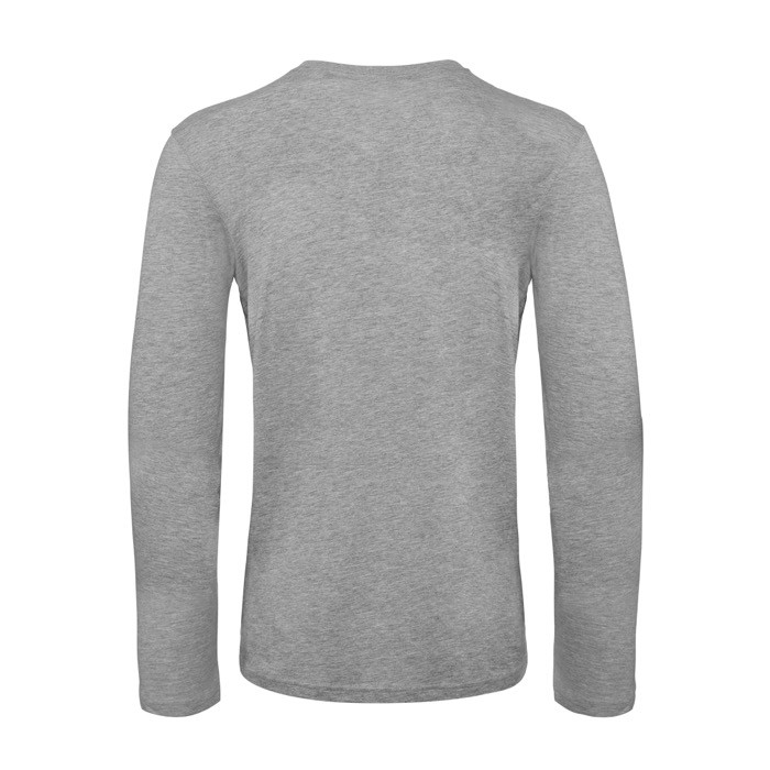 Camiseta de hombre de manga larga de algodón orgánico B&C color gris jaspeado vista detalle 2