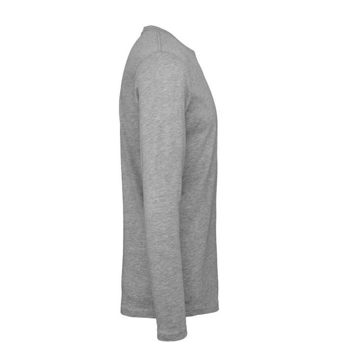 Camiseta de hombre de manga larga de algodón orgánico B&C color gris jaspeado