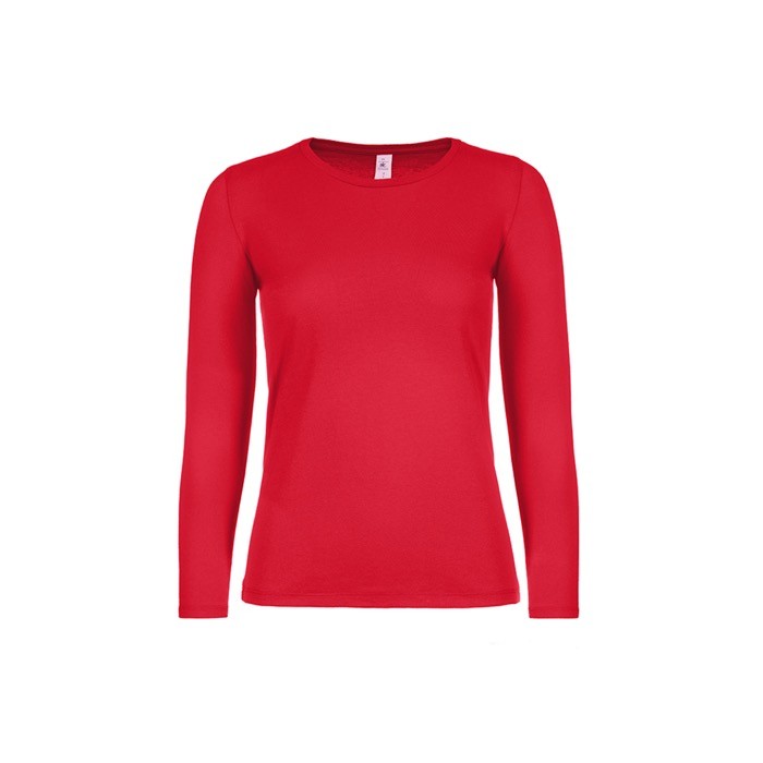Camiseta de algodón para mujer de manga larga 145 g/m2 B&C color rojo