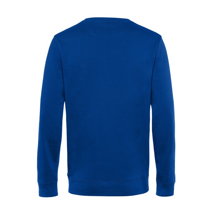 Sudadera de cuello redondo de algodón orgánico 280 g/m2 B&C color azul real vista detalle 2