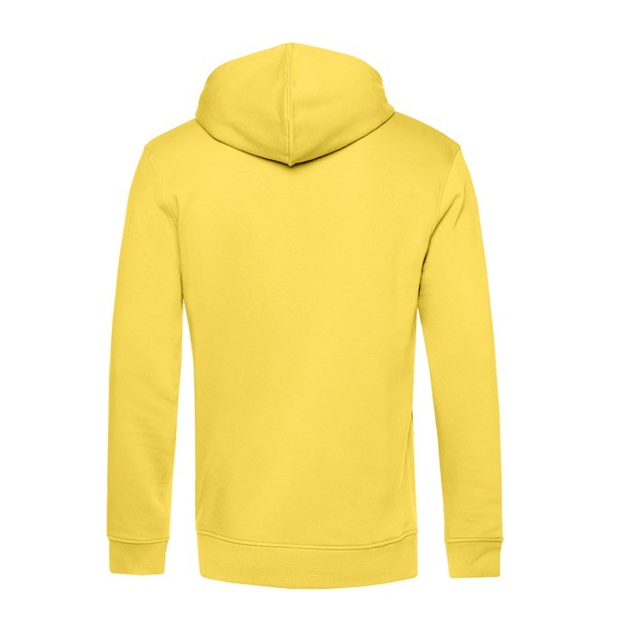 Sudadera moderna de algodón orgánico con capucha 280 g/m2 B&C color amarillo vista detalle 2