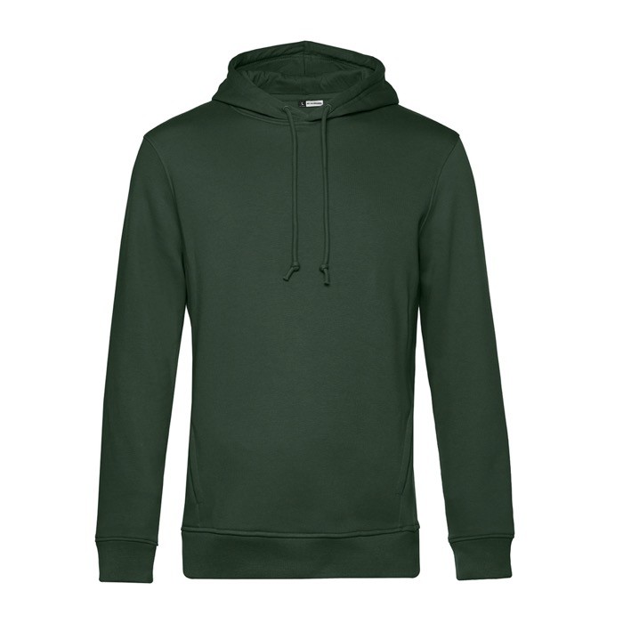 Sudadera moderna de algodón orgánico con capucha 280 g/m2 B&C color verde bosque