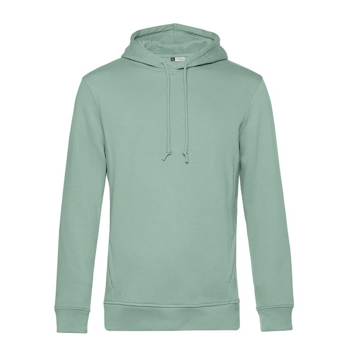 Sudadera moderna de algodón orgánico con capucha 280 g/m2 B&C color verde menta