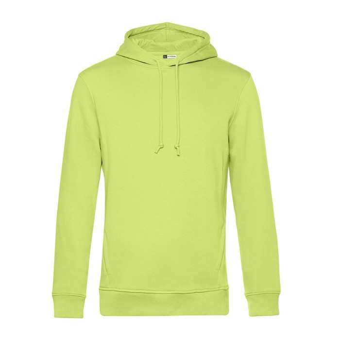 Sudadera moderna de algodón orgánico con capucha 280 g/m2 B&C color verde lima