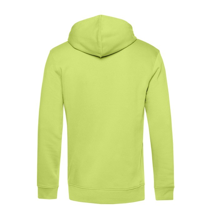 Sudadera moderna de algodón orgánico con capucha 280 g/m2 B&C color verde lima vista detalle 2
