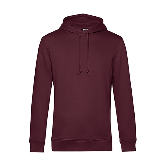 Sudadera moderna de algodón orgánico con capucha 280 g/m2 B&C color burdeos
