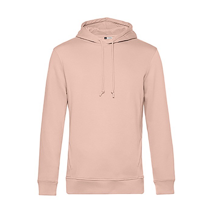 Sudadera moderna de algodón orgánico con capucha 280 g/m2 B&C color rosa pastel