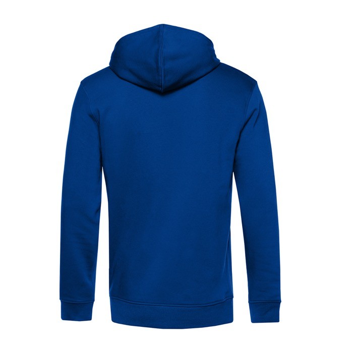 Sudadera moderna de algodón orgánico con capucha 280 g/m2 B&C color azul real vista detalle 2