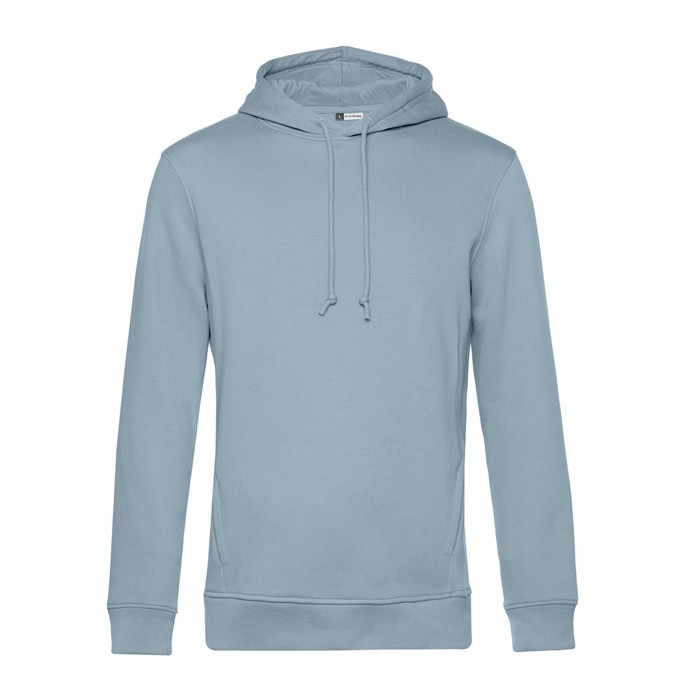 Sudadera moderna de algodón orgánico con capucha 280 g/m2 B&C color azul grisáceo vista 1