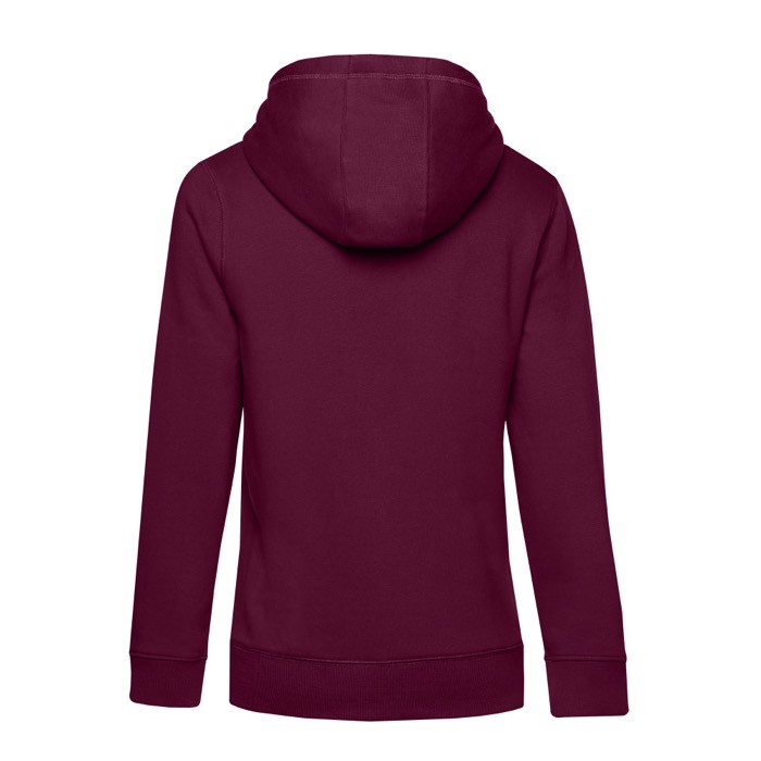 Sudadera de algodón y poliéster reciclado para mujer 280 g/m2 B&C color granate vista detalle 2