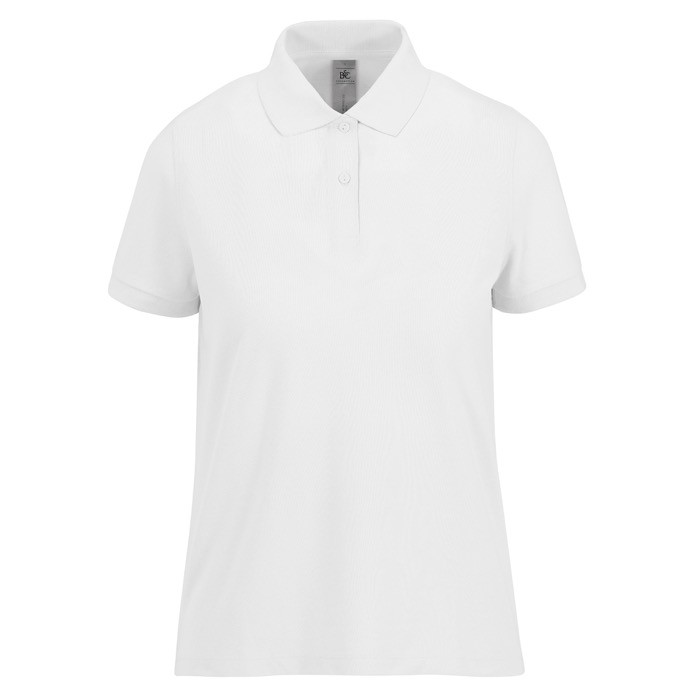 Polo básico de algodón para mujer de manga corta 210 g/m2 B&C color blanco Polo básico de algodón para mujer de manga corta 210 g/m2 B&C color blanco