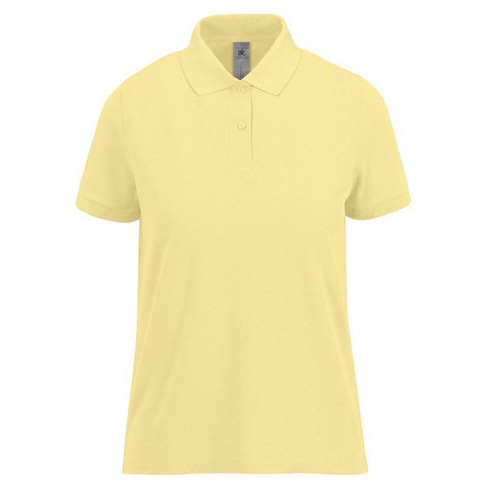 Polo básico de algodón para mujer de manga corta 210 g/m2 B&C color amarillo claro Polo básico de algodón para mujer de manga corta 210 g/m2 B&C color amarillo claro