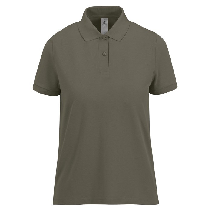 Polo básico de algodón para mujer de manga corta 210 g/m2 B&C color verde militar Polo básico de algodón para mujer de manga corta 210 g/m2 B&C color verde militar
