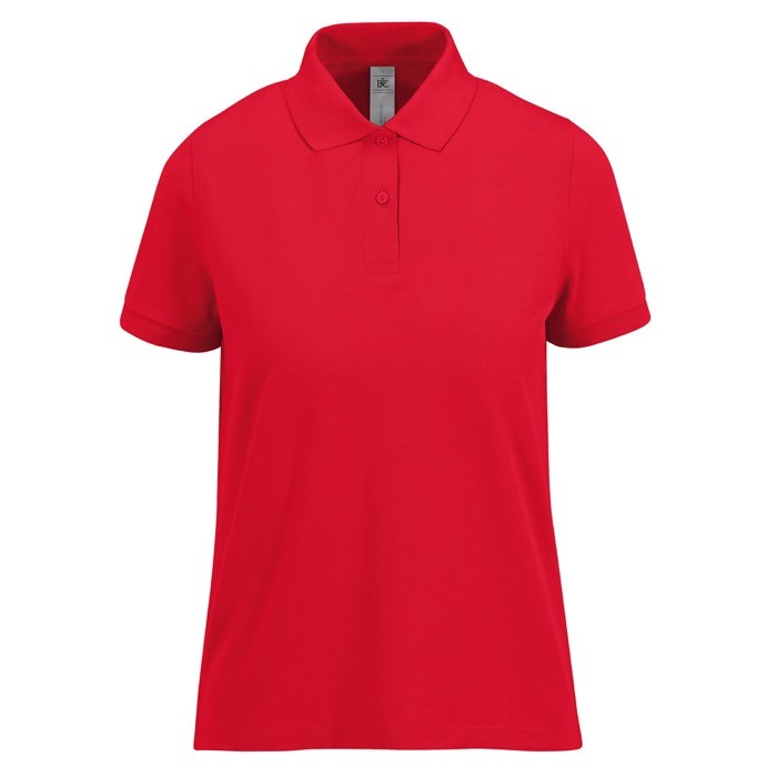 Polo básico de algodón para mujer de manga corta 210 g/m2 B&C color rojo Polo básico de algodón para mujer de manga corta 210 g/m2 B&C color rojo