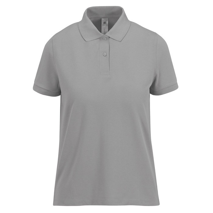 Polo básico de algodón para mujer de manga corta 210 g/m2 B&C color gris jaspeado Polo básico de algodón para mujer de manga corta 210 g/m2 B&C color gris jaspeado