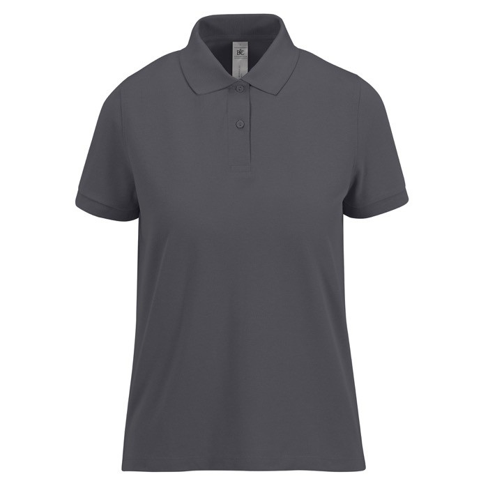 Polo básico de algodón para mujer de manga corta 210 g/m2 B&C color gris oscuro Polo básico de algodón para mujer de manga corta 210 g/m2 B&C color gris oscuro